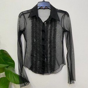 Haley's Bob LA Sheer Black Button Up